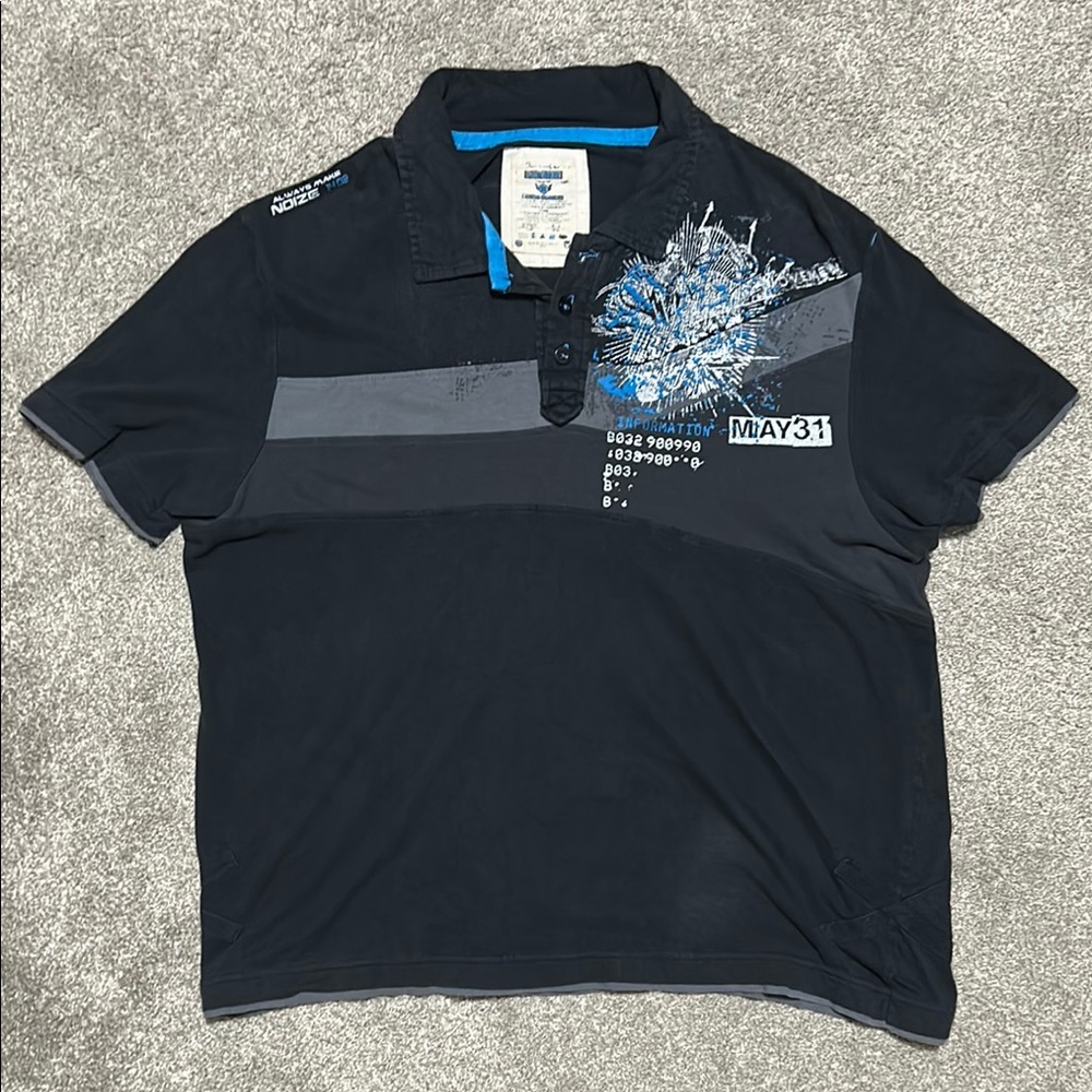 Men's Black Graphic Polo Shirt